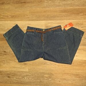 NWT WHITE STAG Jeans M8d Calf Capri With Belt Size 14